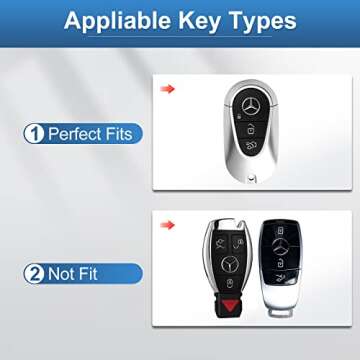 RUABIBAN Compatible with Mercedes Benz Key Fob Cover with Keychain, Pink Genuine Leather Crystal Key...