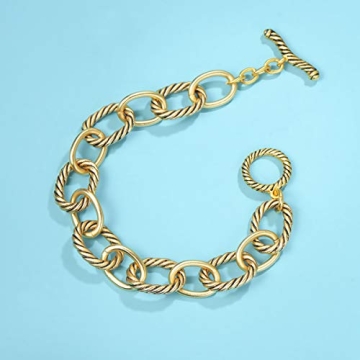 UNY JEWEL Twisted Cable Wire Link Chain Bracelet Two Tone Designer Brand Inspired Women Jewelry Valentine (Matt Gold)
