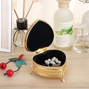 Hipiwe Vintage Metal Jewelry Box with Heart Shape Design