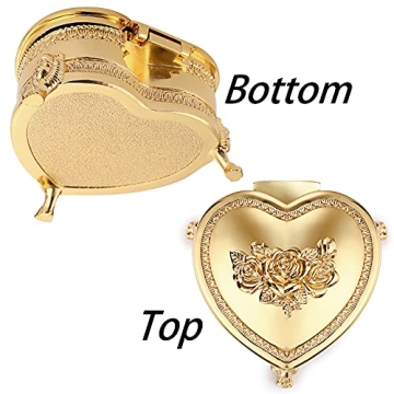 Hipiwe Vintage Metal Jewelry Box with Heart Shape Design
