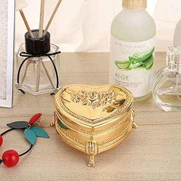 Hipiwe Vintage Metal Jewelry Box with Heart Shape Design