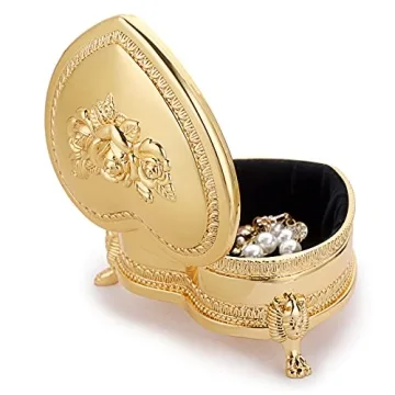 Hipiwe Vintage Metal Jewelry Box with Heart Shape Design