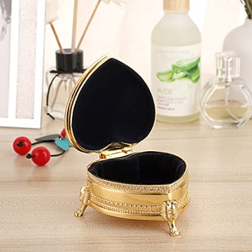 Hipiwe Vintage Metal Jewelry Box with Heart Shape Design