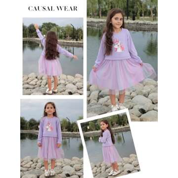 Arshiner Baby Long Sleeve Dress Patchwork Tulle Tutu Girls Birthday Party Dresses Mauve Clothes 2t Dresses for Girls
