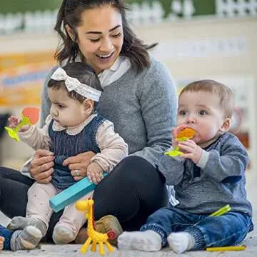 HONGTEYA Teething Toys for Babies 0-6 Months 6-12 Months 6 Pack- 4 Teethers, 2 Fruit Feeders for Newborn Infants BPA Free Natural Organic Freezer Silicone Baby Teethers Set(Pink)