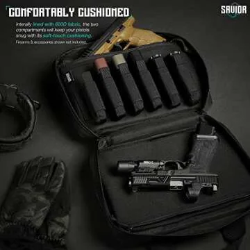 Savior Equipment Specialist Series Tactical Double Scoped Handgun Firearm Case Pistol Bag for Outdoor Hunting Shooting Range, Lockable Compartment, Additional Magazine Storage Slots