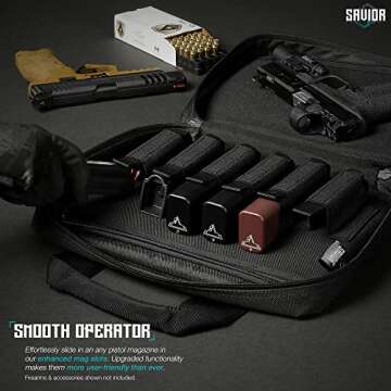 Savior Equipment Specialist Series Tactical Double Scoped Handgun Firearm Case Pistol Bag for Outdoor Hunting Shooting Range, Lockable Compartment, Additional Magazine Storage Slots