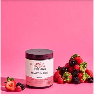 TERRA ORIGIN Healthy Gut Powder (Berry Flavor) |30-Servings with L-Glutamine, Zinc, Glucosamine, Slippery Elm Bark, Marshmallow Root and More!