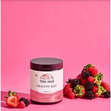 TERRA ORIGIN Healthy Gut Powder (Berry Flavor) |30-Servings with L-Glutamine, Zinc, Glucosamine, Slippery Elm Bark, Marshmallow Root and More!