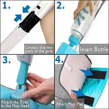 Guay Clean Microfiber Spray Mop - Professional Swift Wet and Dry Floor Cleaning Kit - Swivel Mop Head - Refillable Bottle with Built-in Trigger Sprayer – Safe Pad for All Floor Types - Green