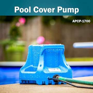 Little Giant APCP-1700 115-Volt, 1/3 HP, 1745 GPH, Automatic, Submersible, Swimming Pool Cover Pump with 25-Ft. Cord, Light Blue, 577301