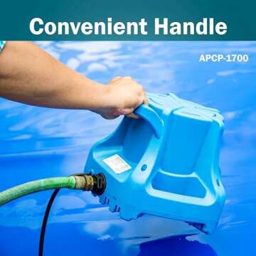 Little Giant APCP-1700 115-Volt, 1/3 HP, 1745 GPH, Automatic, Submersible, Swimming Pool Cover Pump with 25-Ft. Cord, Light Blue, 577301