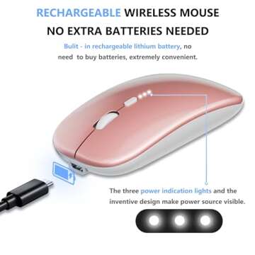 Ultra-Thin 2.4G Office Wireless Mouse Mute Charging Mouse Notebook Home Mouse with USB Receiver Comp...