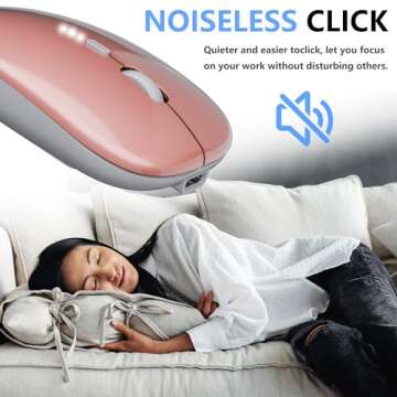 Ultra-Thin 2.4G Office Wireless Mouse Mute Charging Mouse Notebook Home Mouse with USB Receiver Compatible for Notebook, PC, Laptop, Computer, MacBook (Rose Gold)