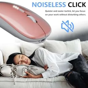 Ultra-Thin 2.4G Office Wireless Mouse Mute Charging Mouse Notebook Home Mouse with USB Receiver Compatible for Notebook, PC, Laptop, Computer, MacBook (Rose Gold)