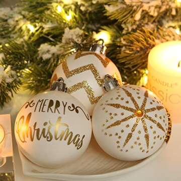 Sea Team 60mm/2.36" Set of Colorful Painted Sparkling Ornaments and Hanging Baubles for Christmas Tree - 30 Pieces