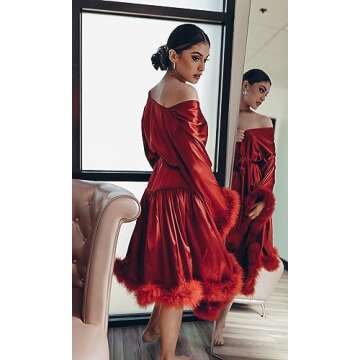 Luxury Feather Robe for Women - Silk Satin Bridal Lingerie