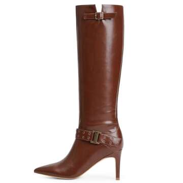 Stylish Modatope Brown Knee High Stiletto Boots for Women