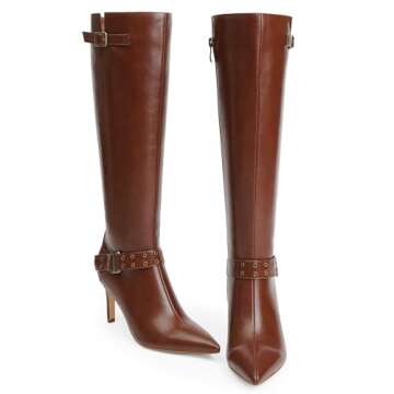 Stylish Modatope Brown Knee High Stiletto Boots for Women
