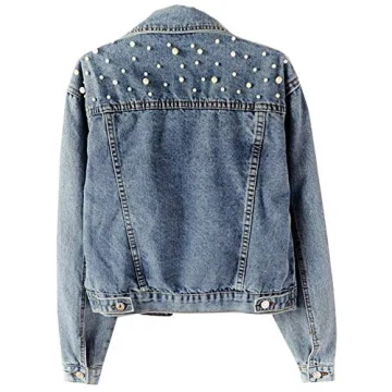 Kedera Women's Oversized Denim Jacket with Pearls