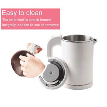 Dual Voltage Electric Kettle 0.5-Liter Travel MINI Electric Kettle Cup Heater Portable Stainless Steel Tea Pot Boiler (White)