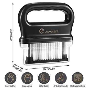 JY COOKMENT Meat Tenderizer with 48 Sharp Needle Blades