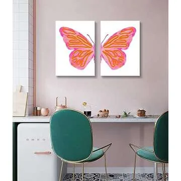 Stylish Preppy Butterfly Canvas Wall Art Set for Decor