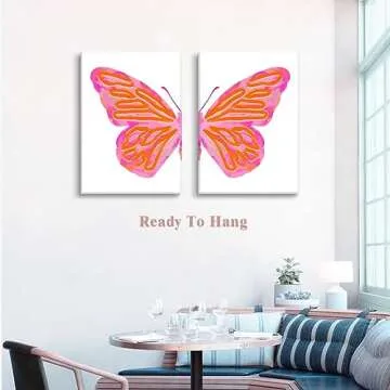Stylish Preppy Butterfly Canvas Wall Art Set for Decor