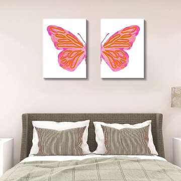 Stylish Preppy Butterfly Canvas Wall Art Set for Decor