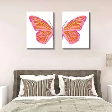 Stylish Preppy Butterfly Canvas Wall Art Set for Decor