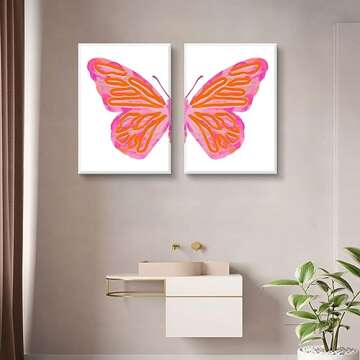 Stylish Preppy Butterfly Canvas Wall Art Set for Decor
