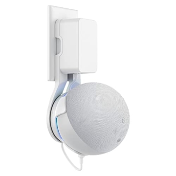 PlusAcc Wall Mount for Echo Dot 5th Generation - Space-Saving Outlet Holder with Cable Management