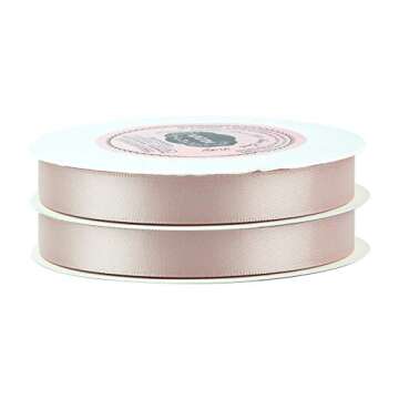 VATIN Double Face Pink Sand Satin Ribbon 1/2" Continuous 50 Yards,Pink Sand Polyester Fabric Ribbon use for Bows Bouquet, Gift Wrapping, Floral Arrangement Wedding Decoration