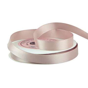 VATIN Double Face Pink Sand Satin Ribbon 1/2" Continuous 50 Yards,Pink Sand Polyester Fabric Ribbon use for Bows Bouquet, Gift Wrapping, Floral Arrangement Wedding Decoration