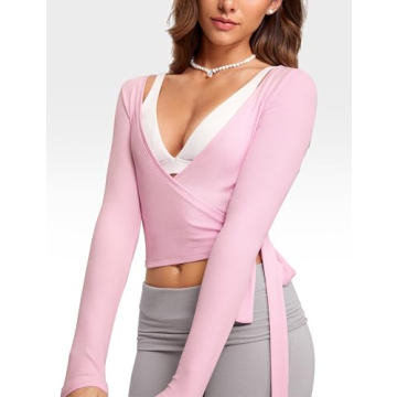 INGIA Women's Soft Knit Wrap Top Yoga Casual Wear