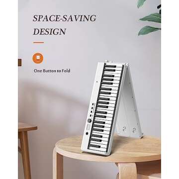 FingerBallet Portable Piano Keyboard - 88 Key Semi-Weighted, Folding Digital Piano with Bluetooth & ...