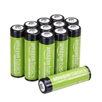 Amazon Basics 12-Count Rechargeable AA NiMH Performance Batteries, 2000 mAh, Recharge up to 1000x Ti...