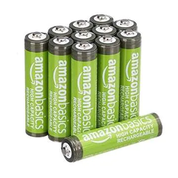 Amazon Basics 12-Count Rechargeable AA NiMH Performance Batteries, 2000 mAh, Recharge up to 1000x Times, Pre-Charged