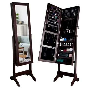 Uten Lockable Jewelry Armoire with Full-Length Mirror