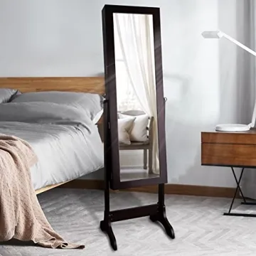 Uten Lockable Jewelry Armoire with Full-Length Mirror