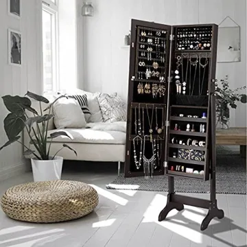 Uten Lockable Jewelry Armoire with Full-Length Mirror