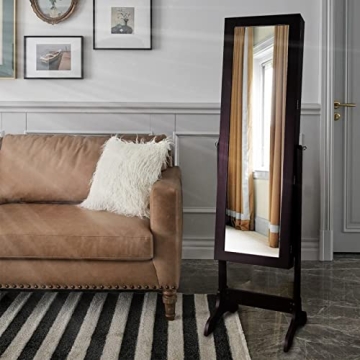 Uten Lockable Jewelry Armoire with Full-Length Mirror