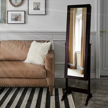 Uten Lockable Jewelry Armoire with Full-Length Mirror