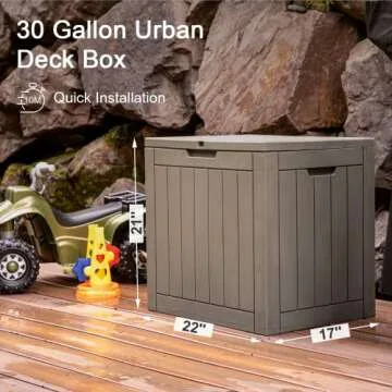 30-Gallon Deck Box for Outdoor Storage - Waterproof & Lockable