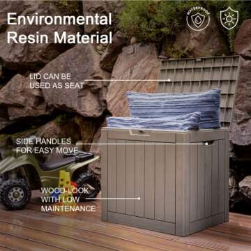 Deck Box 30 Gallon Outdoor Storage Box for Delivery, Waterproof Delivery Box with Lock for Patio Tools, Outdoor Cushions Pillows, Garden Supplies, Pet Stuff and Pool Accessories, Taupe