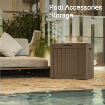 Deck Box 30 Gallon Outdoor Storage Box for Delivery, Waterproof Delivery Box with Lock for Patio Tools, Outdoor Cushions Pillows, Garden Supplies, Pet Stuff and Pool Accessories, Taupe