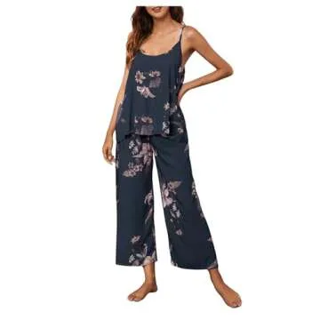 WDIRARA Women's Floral 3 pcs Pajama Set for Comfort
