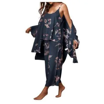 WDIRARA Women's Floral 3 pcs Pajama Set for Comfort