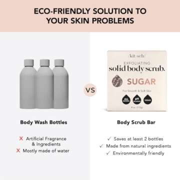 Kitsch Exfoliating Sugar Body Scrub Bar - Soap Bar for Smooth, Hydrated & Glowing Skin | Made in US | Natural Exfoliating Bar Soap for Men & Women with Sugar Scent | Sulfate Free & Paraben Free, 4 oz