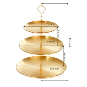 Elegant PUWWOT Gold Metal 3 Tier Cupcake Stand